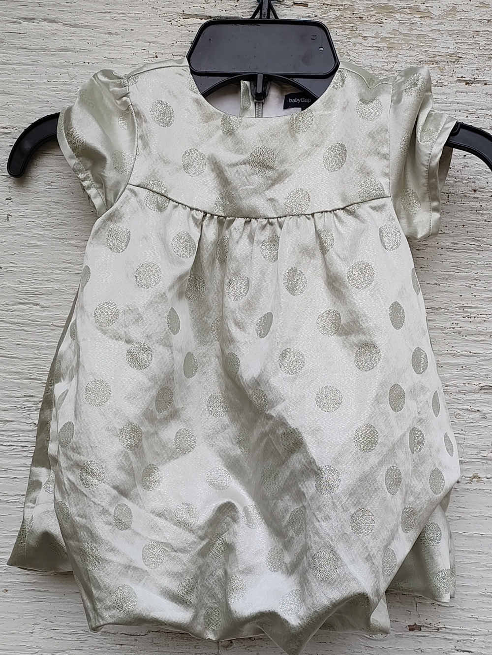 BabyGAP Ivory Holiday Bubble Dress with Metallic Silver Polka Dots, Suze 18-24 M